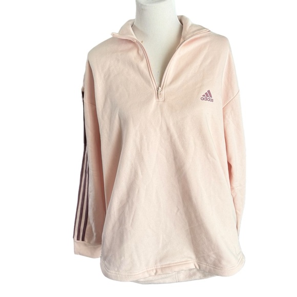 NWT ADIDAS Womens Quarter-Zip Fleece Sweatshirt Size XL - Picture 3 of 13